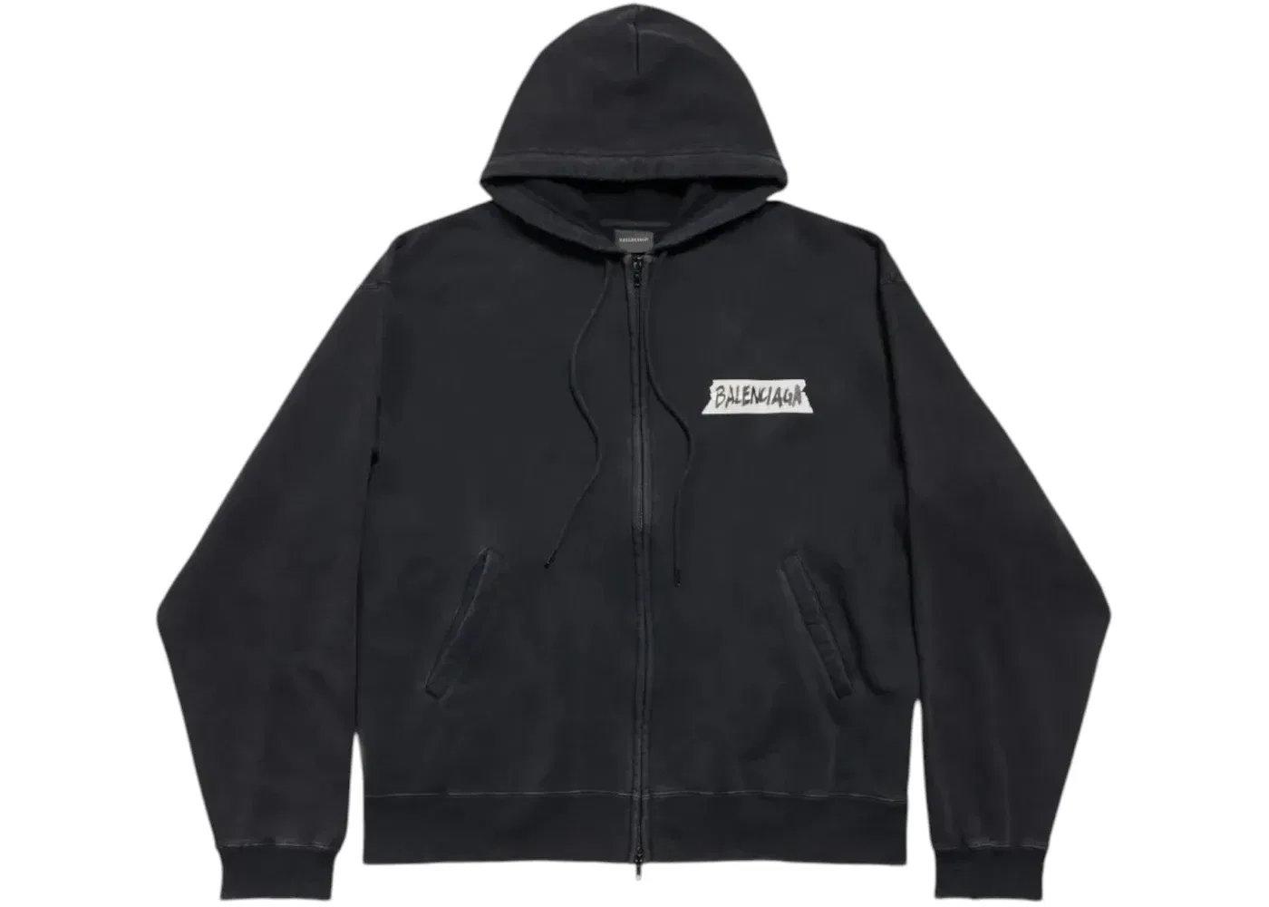 Мужской худи оверсайз с принтом Balenciaga, Faded Washed Black