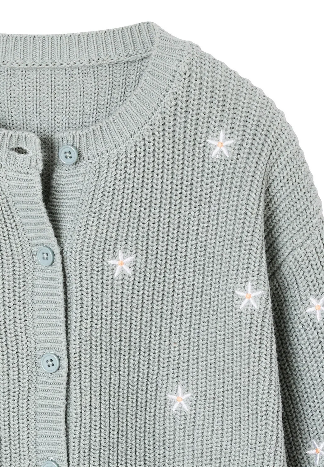 Mädchen strickjacke mit kleinenstickereien - кардиган Vertbaudet, Graublau — фото 3