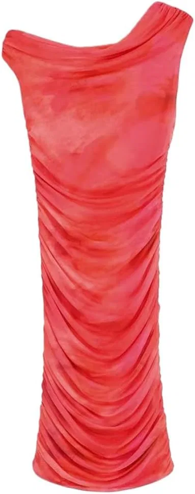 Женское платье с цветочным принтом Slim Fit, Red