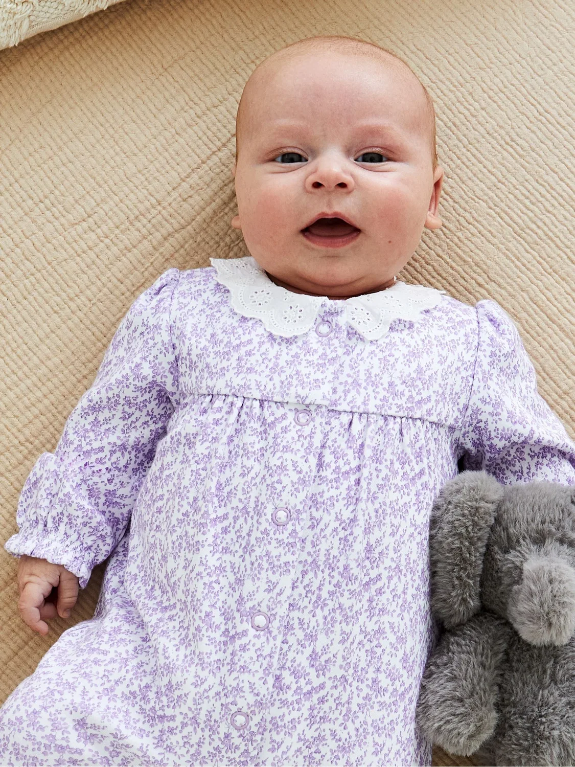 Боди-пижама с цветочным принтом, JoJo Maman Bébé, сиреневый