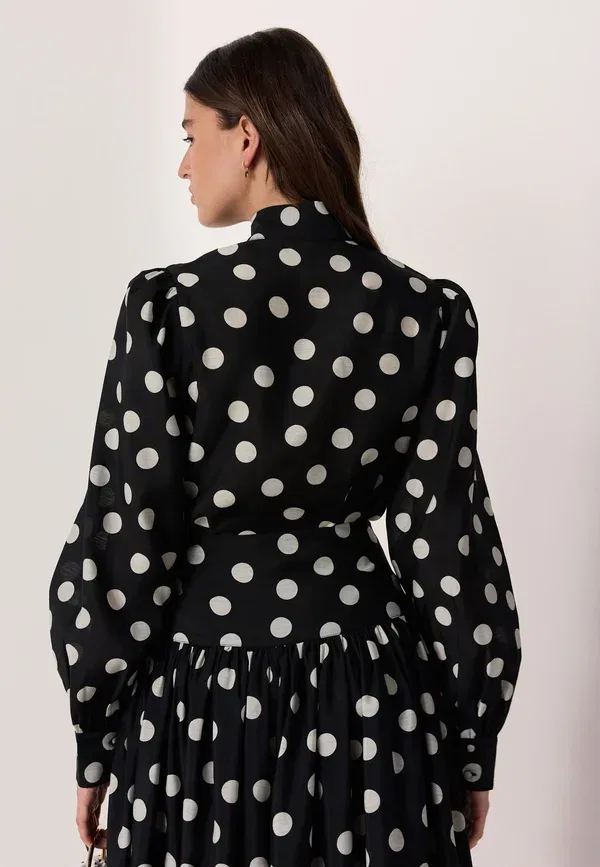 Блуза с галстуком, Polka dot, Tabitha Simmons x Long Sleeve Bow Neck Blouse, Next white polka dot, белый — фото 3