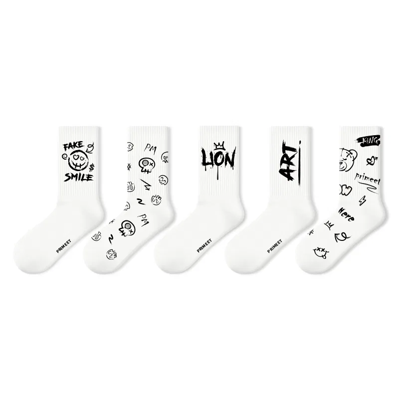 Детские носки с принтом, комплект из 5 пар, Primeet, Sports Letter Trendy Socks Group C