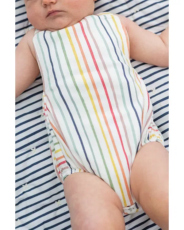 Детский боди с перекрестными бретелями Pehr, Stripes Away Rainbow — фото 2