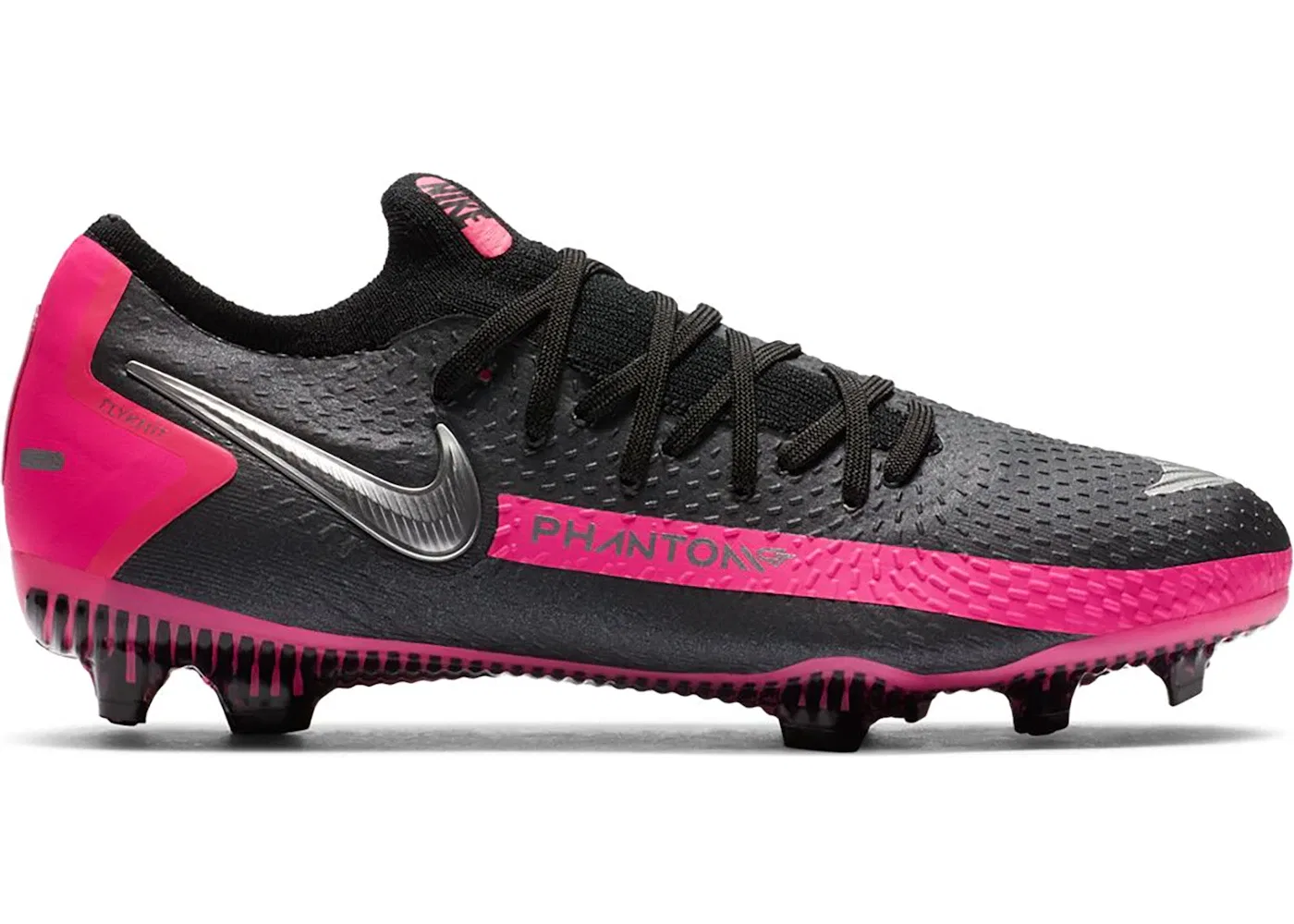 Детские бутсы Nike Phantom GT Pro FG Black/Pink Blast-Metallic Silver