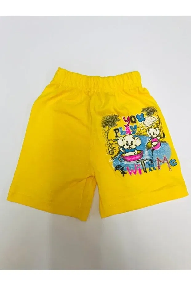 Детские шорты для девочек хлопковые с принтом Baby Slon Kids Clup, Yellow