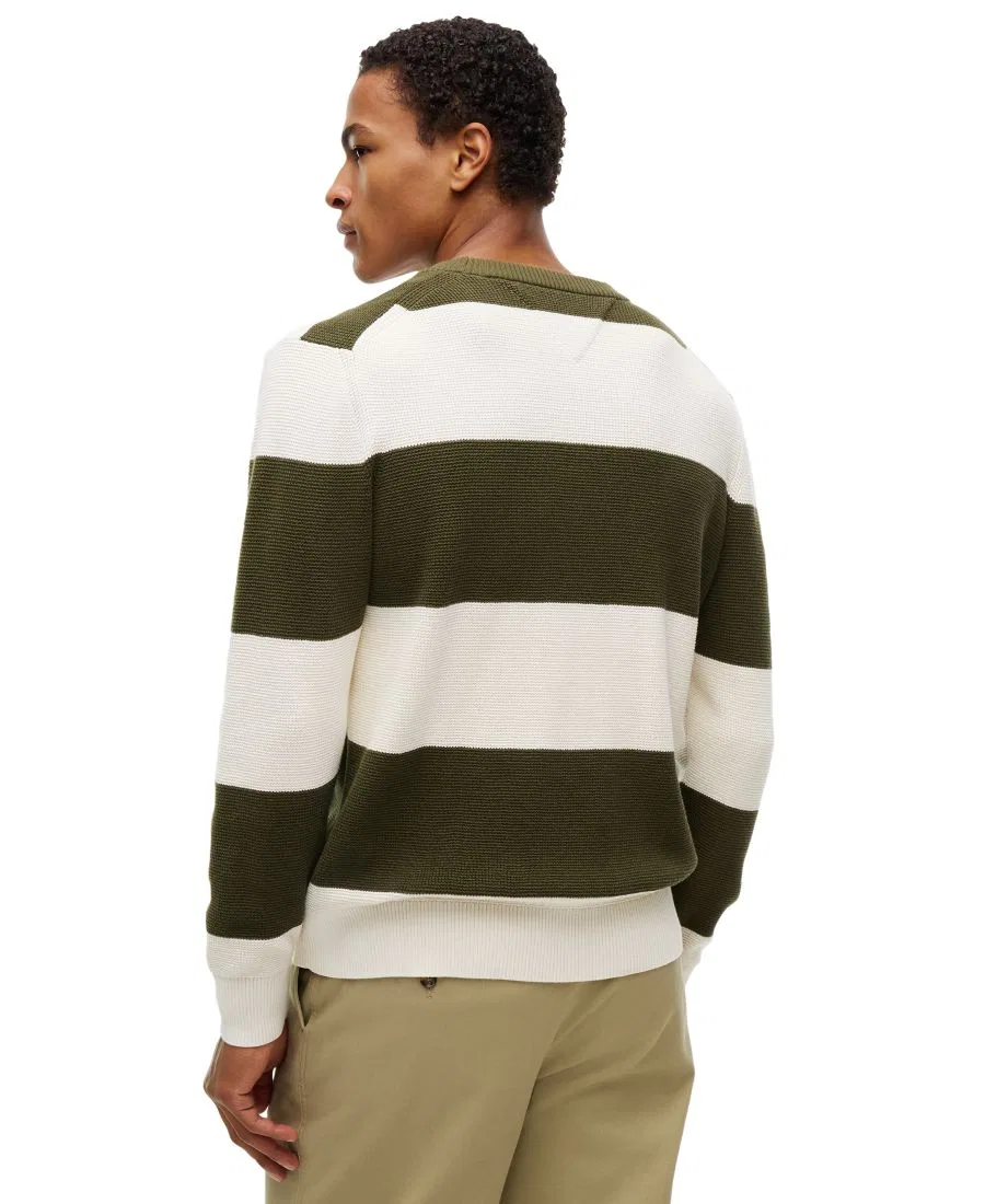 Свитер с графичным принтом из вафельного хлопка Tommy Hilfiger, Huntsman Green/Ivory Petal — фото 4