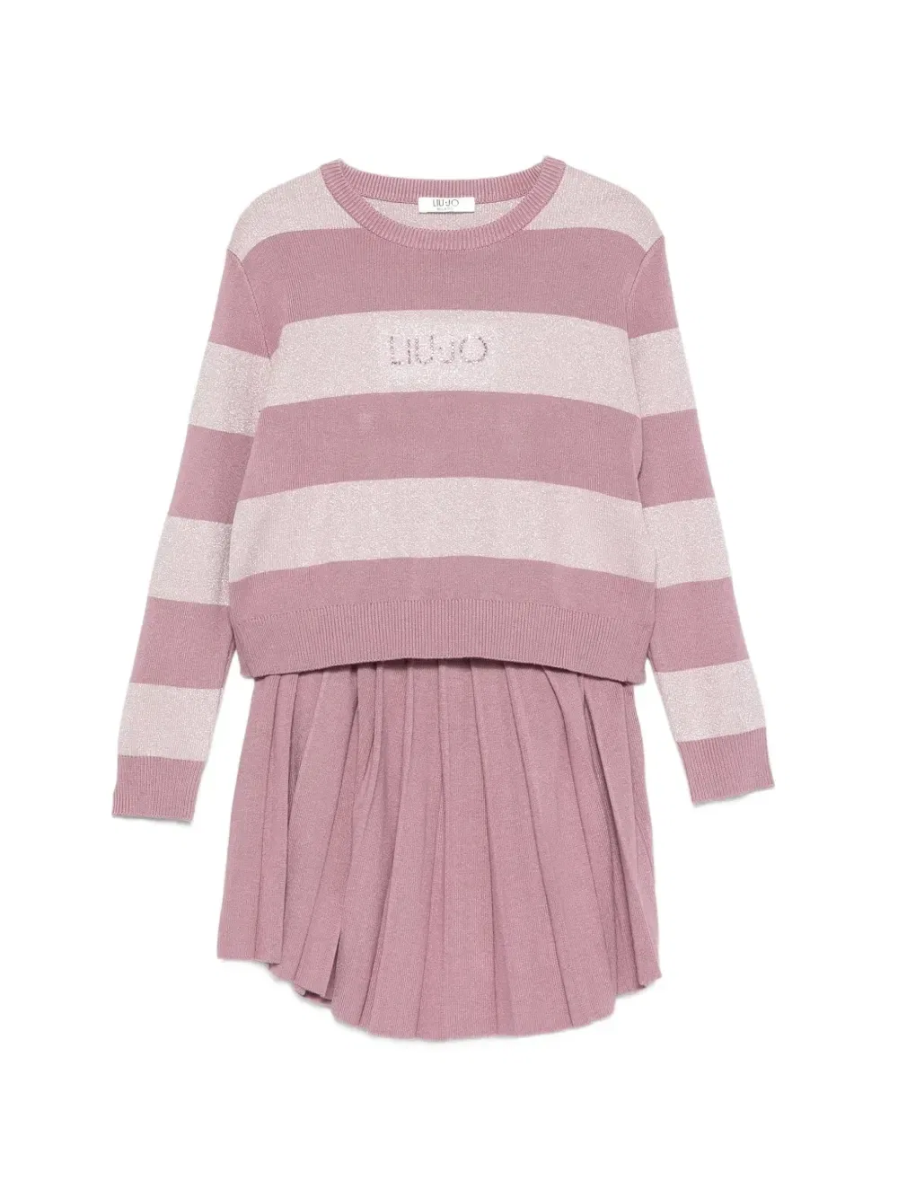 Комплект из полосатой плиссированной юбки и свитера Liu Jo Kids, розовый