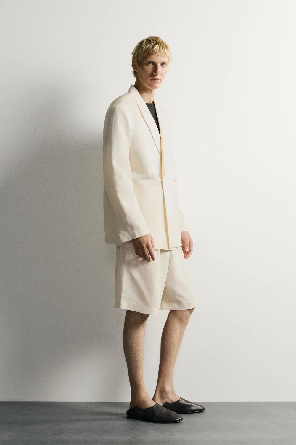 Плиссированные широкие бермудские шорты ZARA, Oyster-white — фото 4