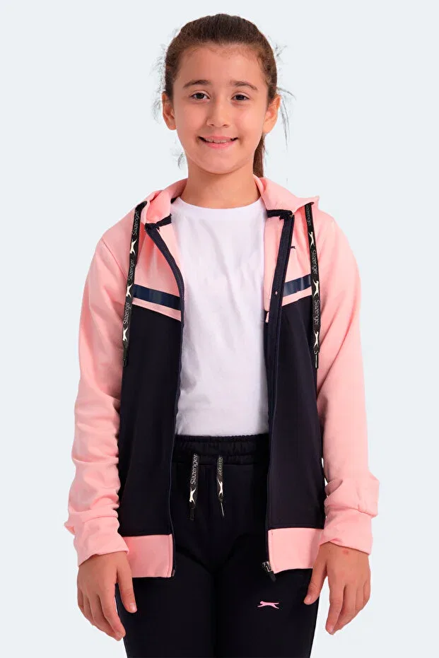 Детский спортивный костюм для девочек с длинным рукавом Slazenger, Navy Blue / Pink — фото 4