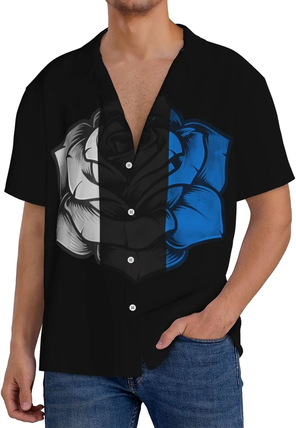 Мужская свободная рубашка с кубинским воротником Estonia Flag, Black