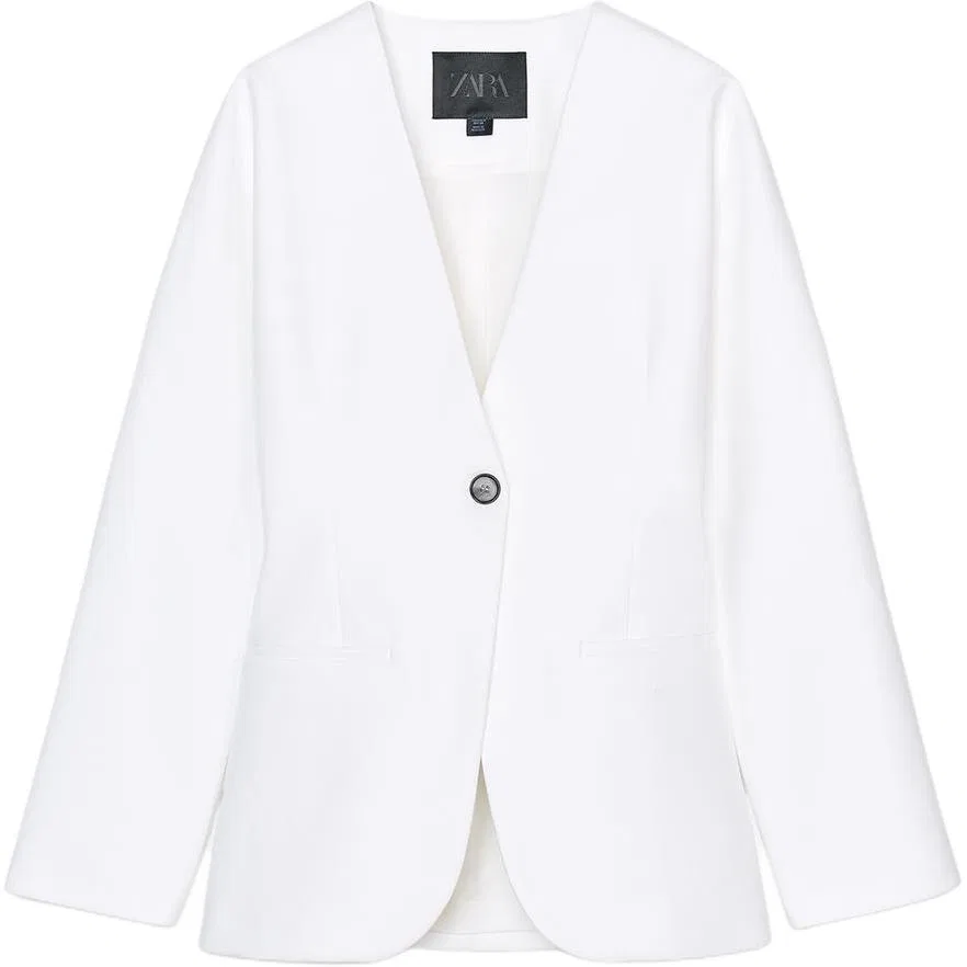 Женский деловой костюм с принтом ZW Series ZARA, Frosted White