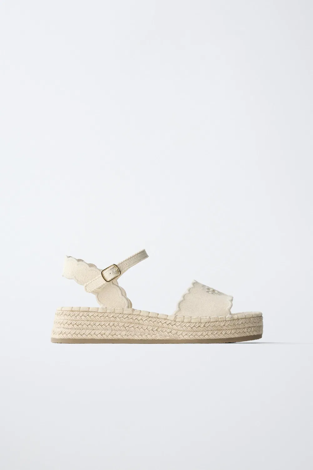 Сандалии с эффектом джута ZARA, Ecru White