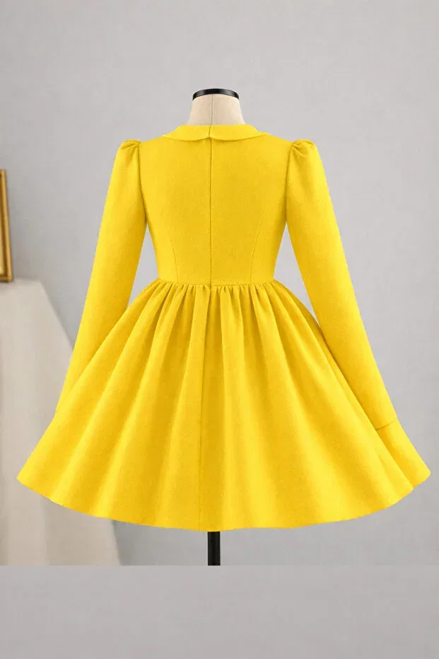 Детское платье для девочек с длинным рукавом Umay Model Musgem, Yellow — фото 3