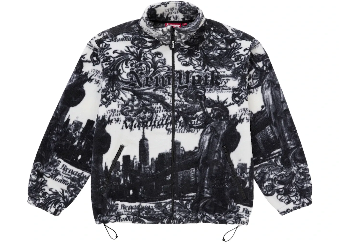 Мужская флисовая куртка с принтом Jacket Supreme, White