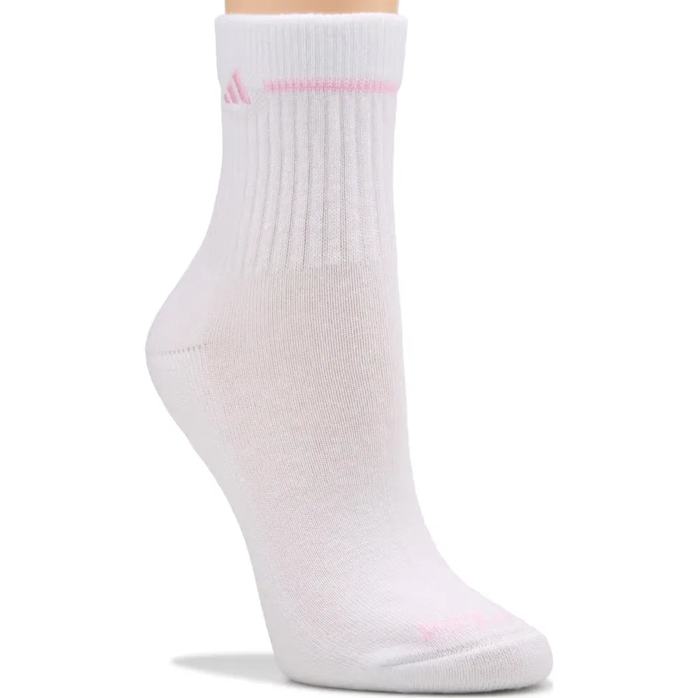Женские спортивные высокие носки 3.0 с амортизацией комплект из 3 пар Adidas, White/Clear Pink/Grey — фото 3