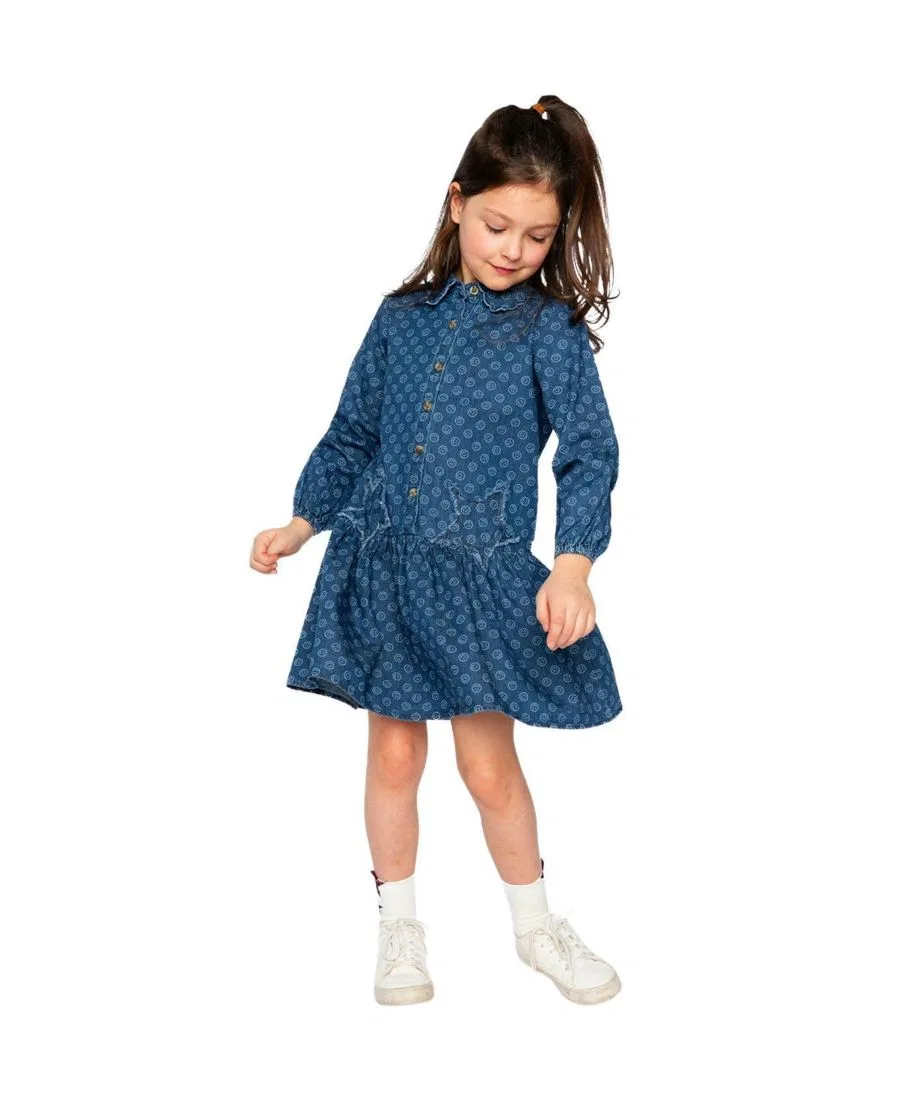 Платье-рубашка с принтом Smiley Print Deux par Deux, Blue Smiley Print — фото 3