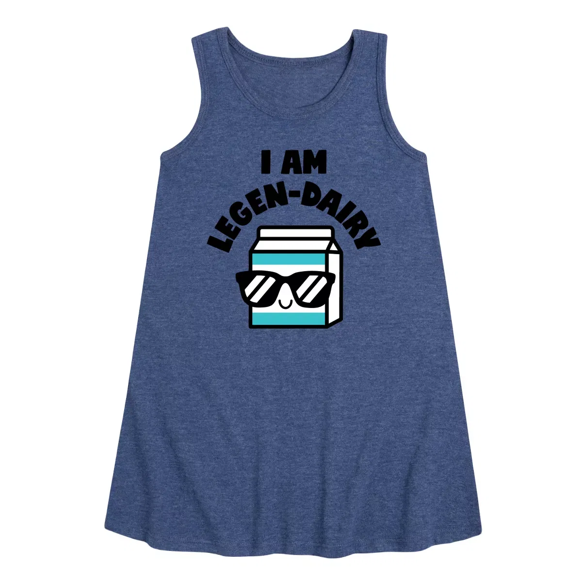 Детское платье-трапеция без рукавов I Am Legen-Dairy Instant Message, Heather Navy