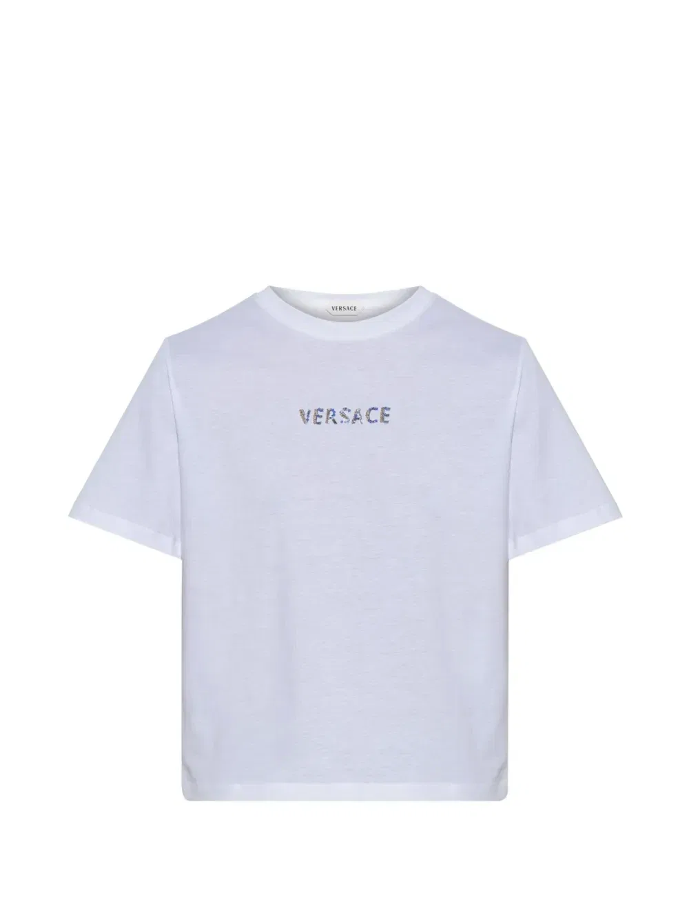 Футболка с логотипом расшитым бисером Versace, белый