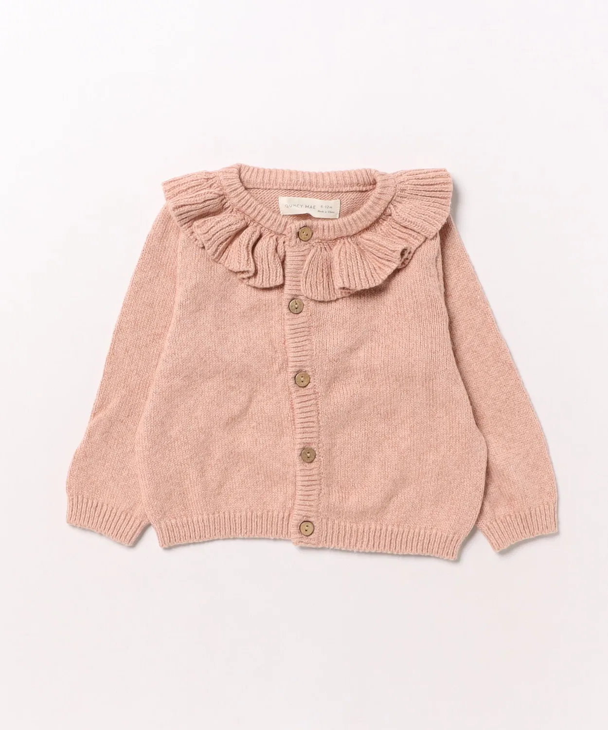 Детский кардиган с рюшами и кокосовыми пуговицами, модель Ruffle Collar Cardigan ARCHIVER, Pink