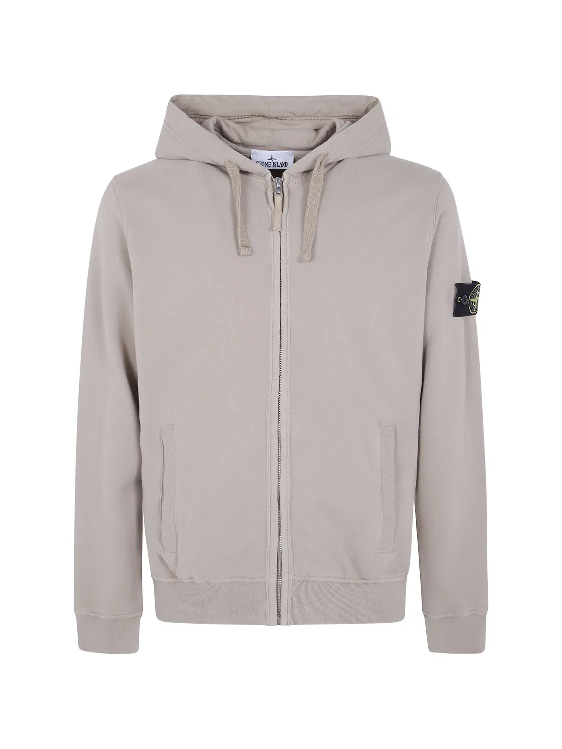 Хлопковое худи на молнии бежевого цвета Stone Island, нейтральные