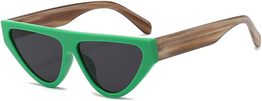 

Солнцезащитные очки треугольной формы с имитацией древесной текстуры 2027 года, мужские и женские, модные очки с защитой от УФ-излучения UV400 MTZJH, Green