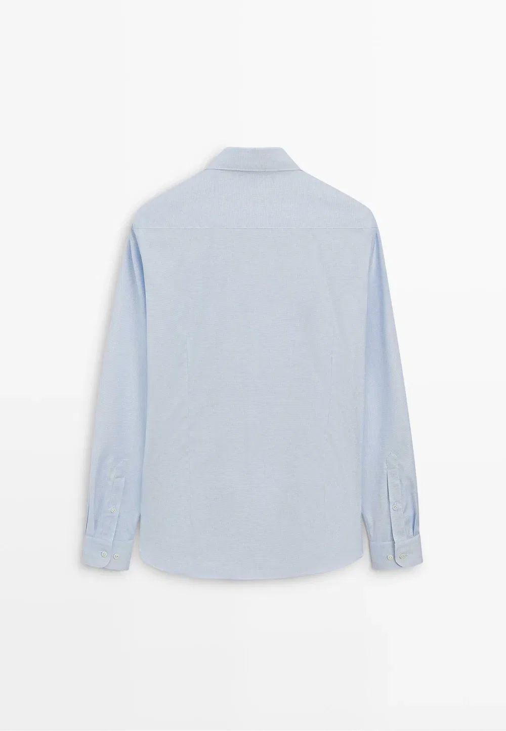 Рубашка приталенного кроя в мелкую клетку, сшитая по фигуре Massimo Dutti, Light Blue — фото 2