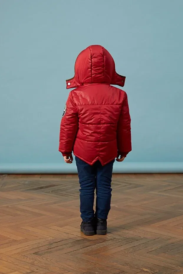 Детское пальто для девочек с капюшоном Men Anorak, Burgundy — фото 3