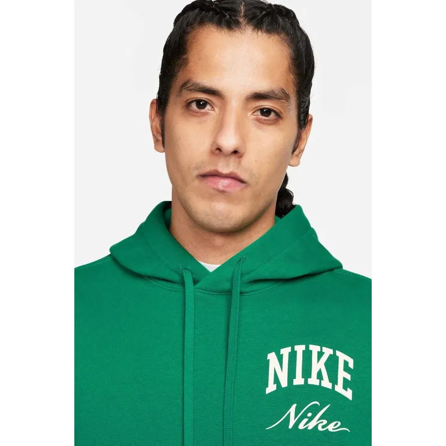 Мужской худи с капюшоном из флиса Sportswear Club Fleece Stacked Graphics Nike, Зеленый — фото 2