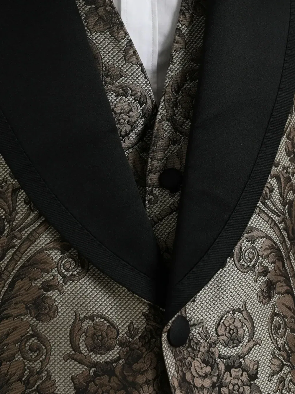 Жаккардовый костюм-тройка DOLCE & GABBANA, коричневый — фото 3