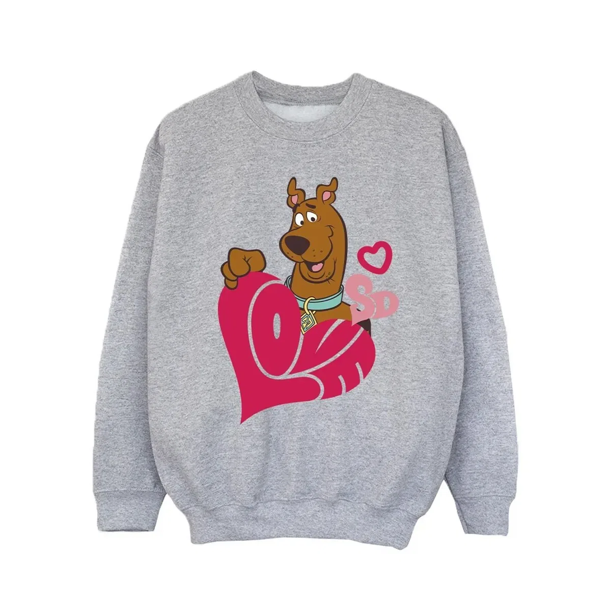 Детский свитшот с принтом Love Heart Scooby Doo, Grey — фото 2