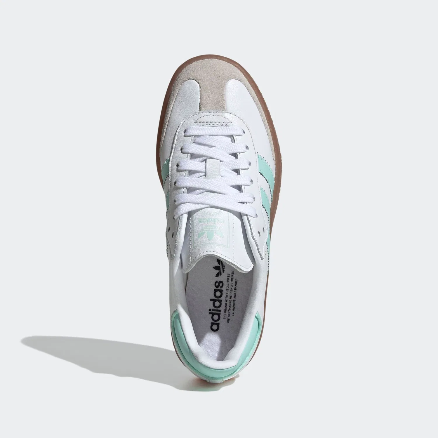 Детские кеды с подошвой платформой Adidas Originals, Cloud White/Clear Mint/Gold Metallic — фото 4