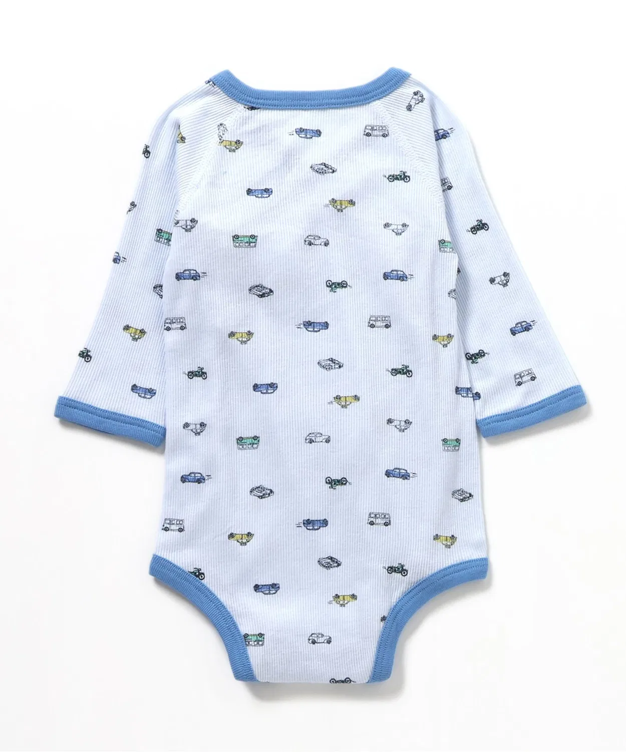 Детское боди-комбинезон с длинным рукавом с вышивкой, модель Baby Long Sleeve Rib Greco, apres les cours, Sax Blue — фото 2