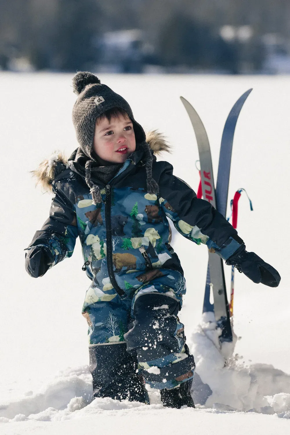 Детский комбинезон зимний утепленный Discover Snowsuit Deux par Deux, Blue Bear Print — фото 2