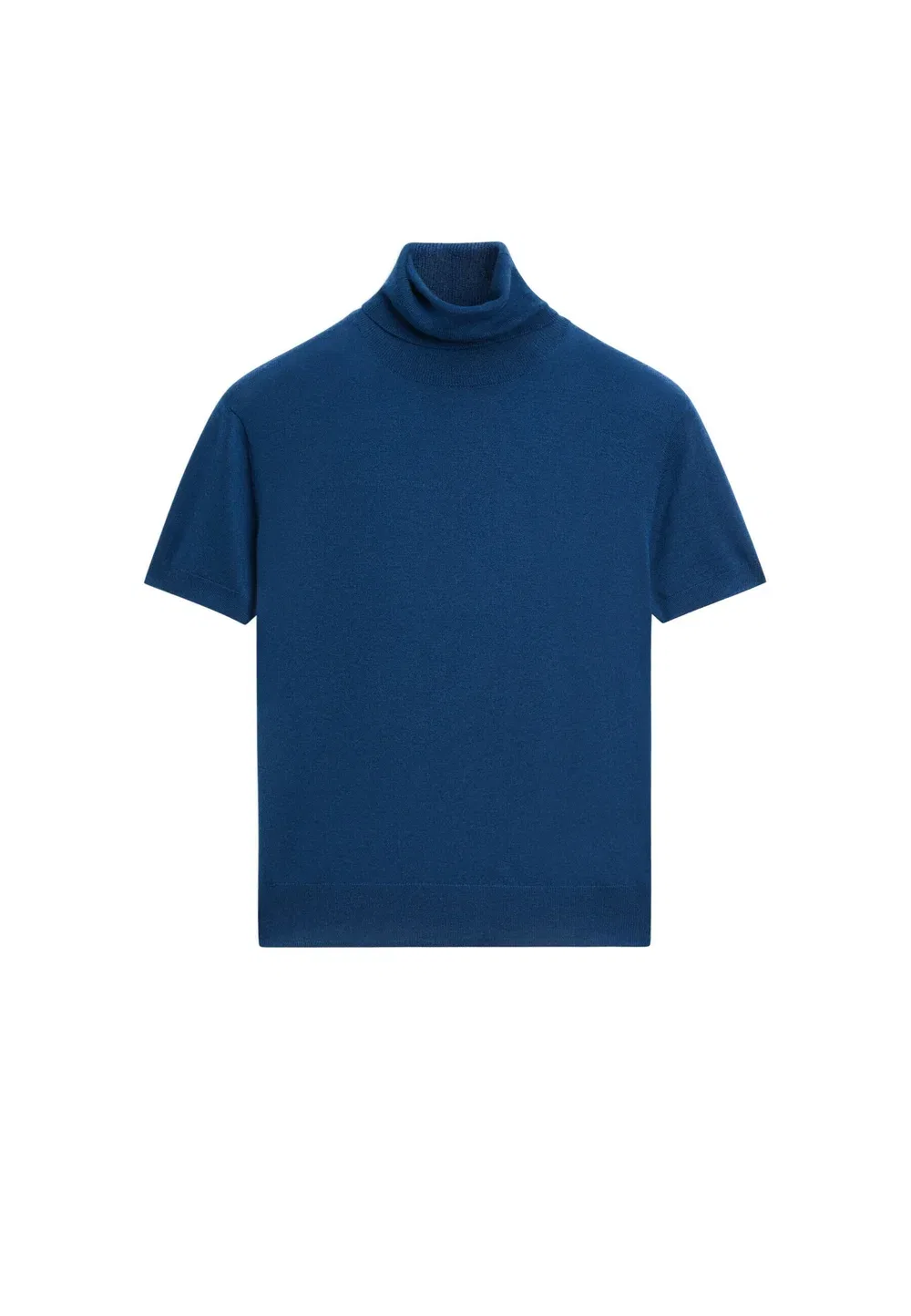 Свитер с высоким воротником из смесовой шерсти - базовая футболка Massimo Dutti, Dark Blue — фото 4
