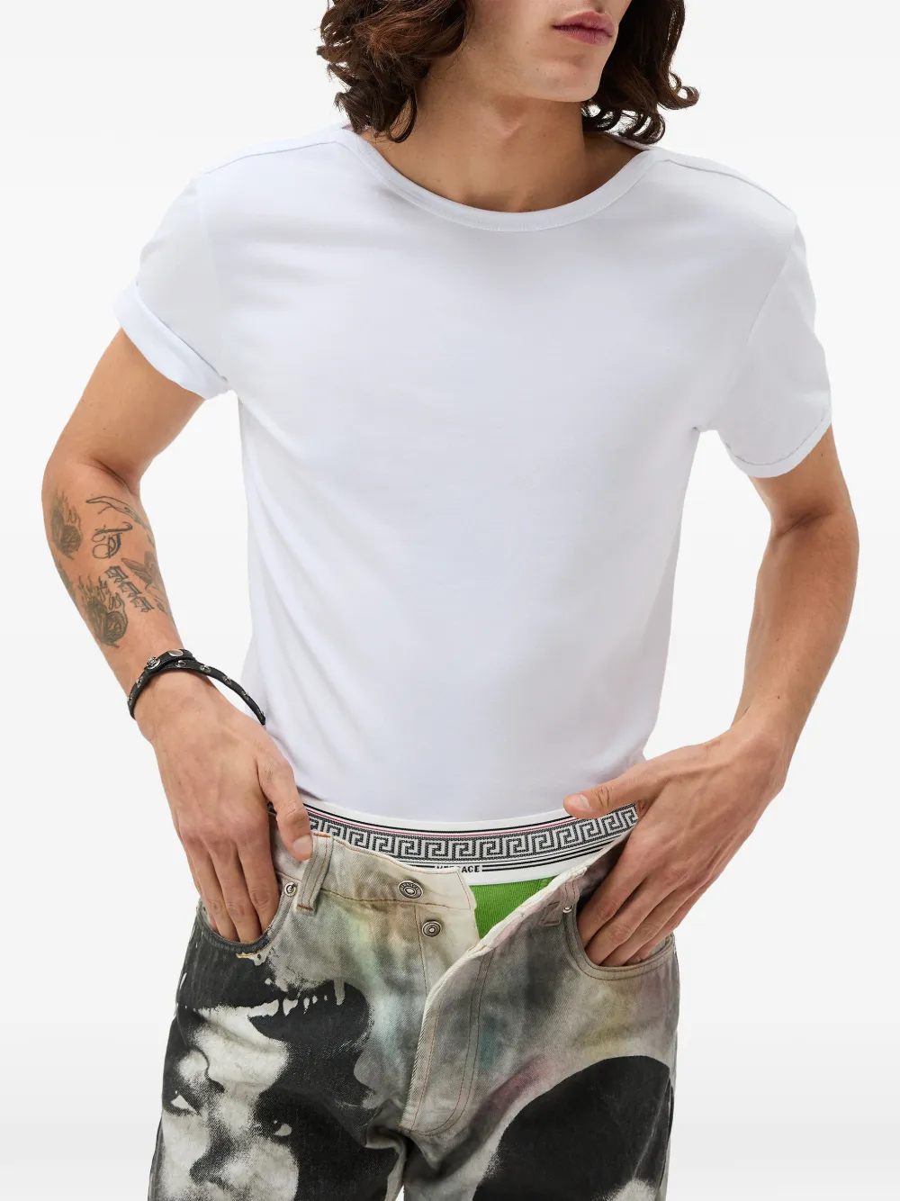 Футболка Versace Embroidered Cotton, белый — фото 2