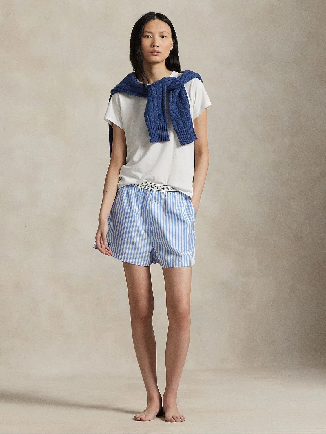 Пижамные шорты Blue Shirting Stripes Polo Ralph Lauren, синий