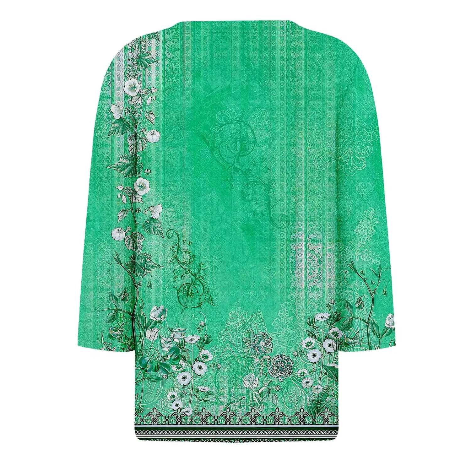 Женская блуза с принтом Women Blouses 3/4 Sleeve V Neck Casual Elegant Summer Boho Floral Print Blouses, 36#verde Menta — фото 4