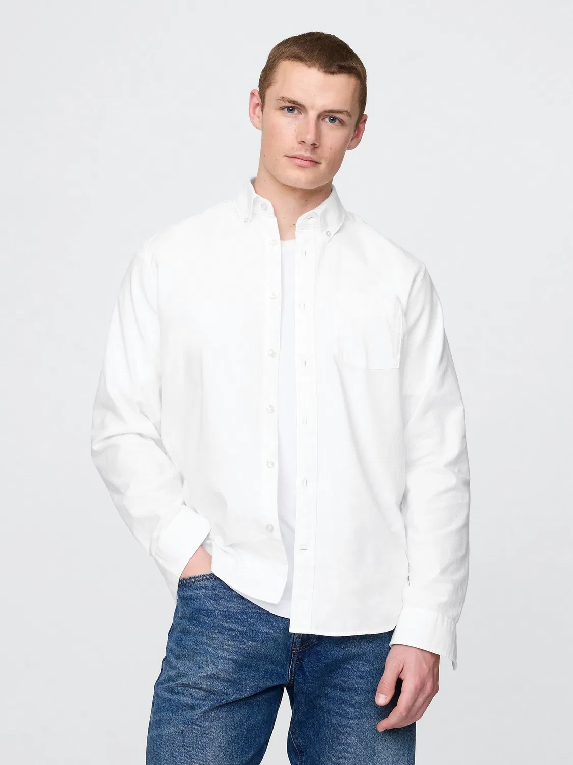 Рубашка оксфордская Gap White Oxford Shirt, белый