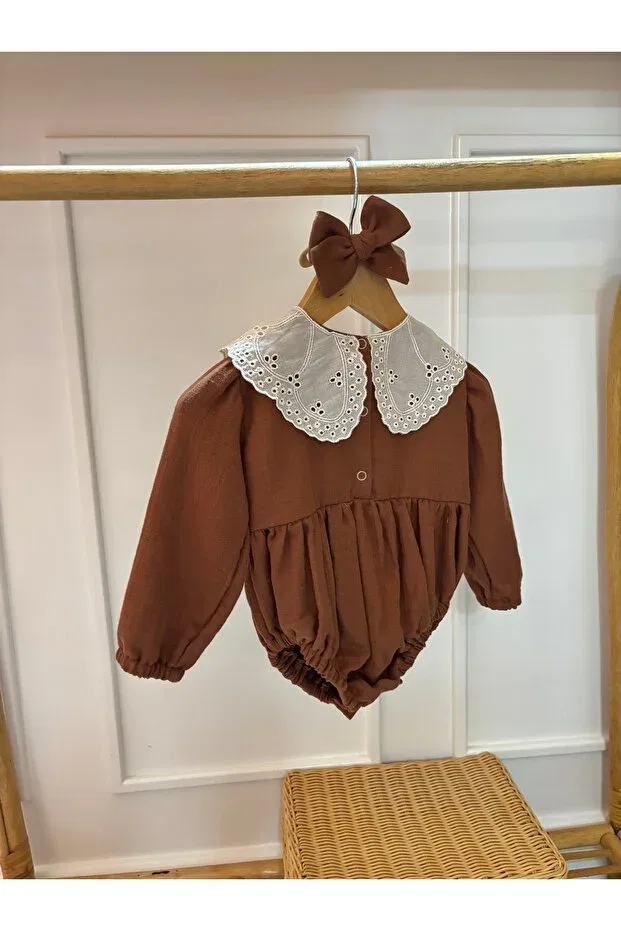 Детское боди-комбинезон для девочек хлопковый Lolidenss, Brown — фото 2