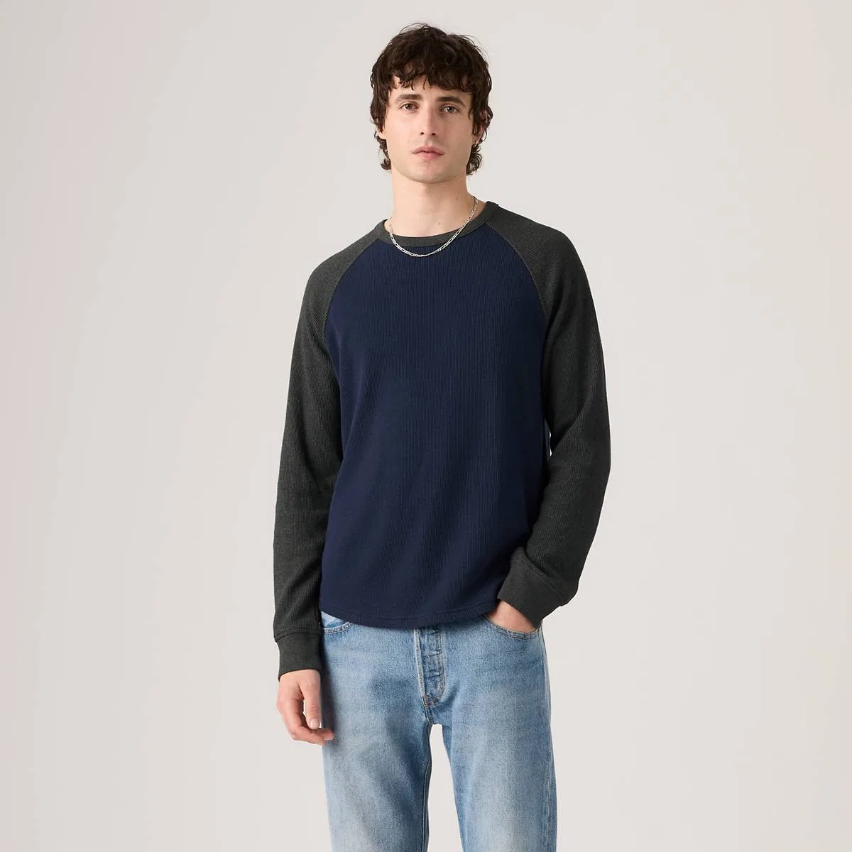 Термофутболка с длинными рукавами и рукавами реглан Levi's, Raglan Block Obscidian Heather - Multi-Color — фото 3