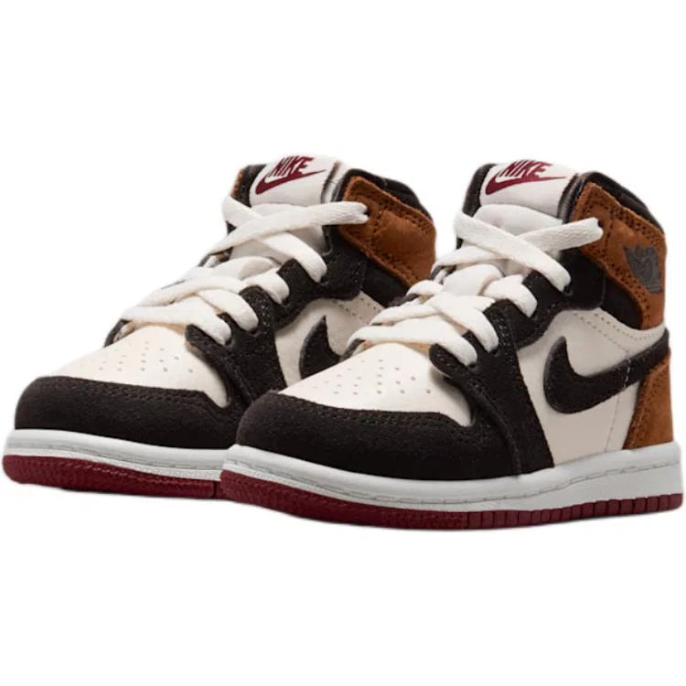 Детские кроссовки для мальчиков высокие дышащие Jordan Air Jordan 1 Breathable High Top Toddler Shoes Shadow Brown, Shadow Brown — фото 4
