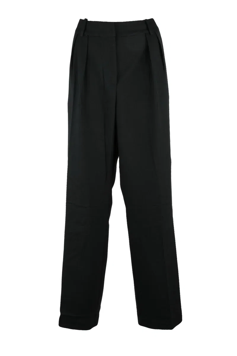 Женские брюки с широкими брючинами и защипами спереди Classic Wide Leg Trousers Tommy Hilfiger, черный