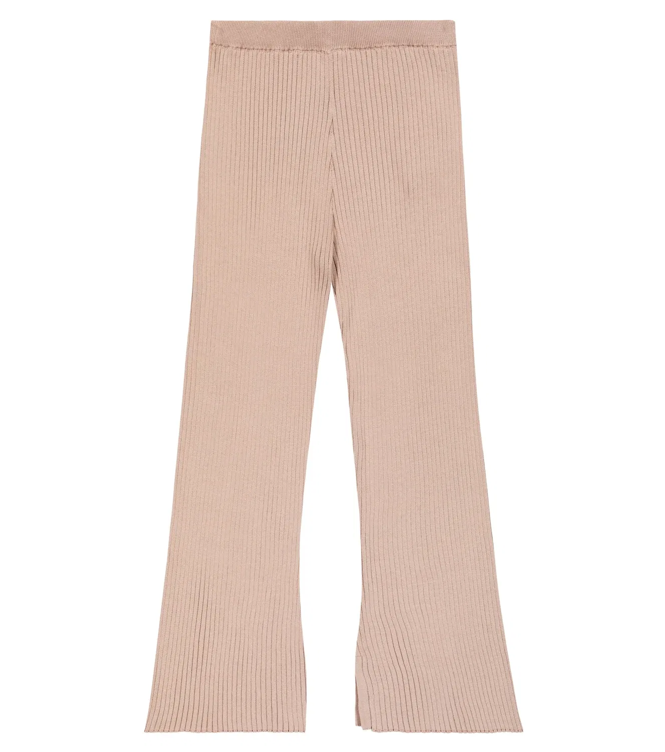 Брюки из хлопкового трикотажа в рубчик Brunello Cucinelli Kids, бежевый