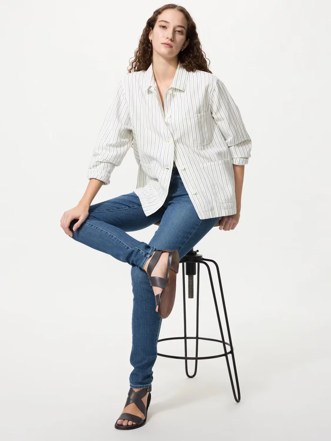 Джинсы Uniqlo, узкие, удлиненные, синий