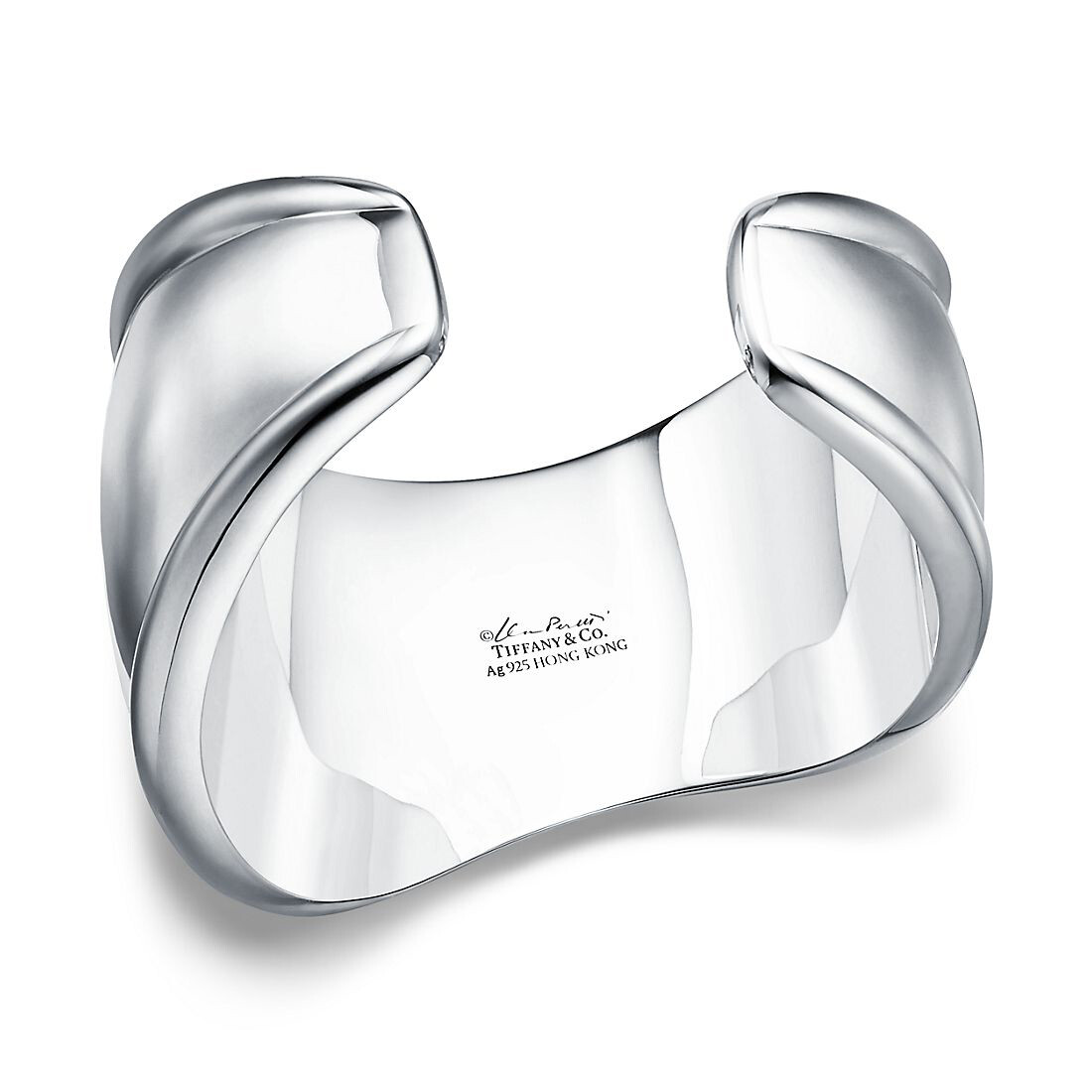 Браслет Tiffany & Co. Elsa Peretti Small Bone, серебро/ снежный обсидиан — фото 4