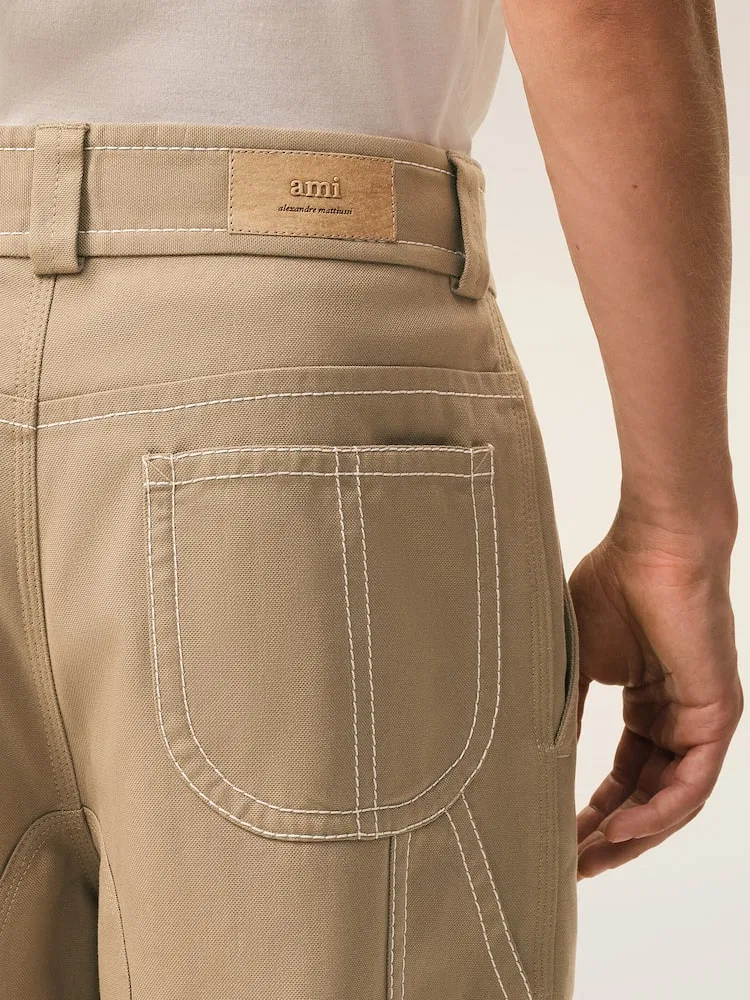 Широкие брюки Worker Trousers AMI PARIS, Beige — фото 4
