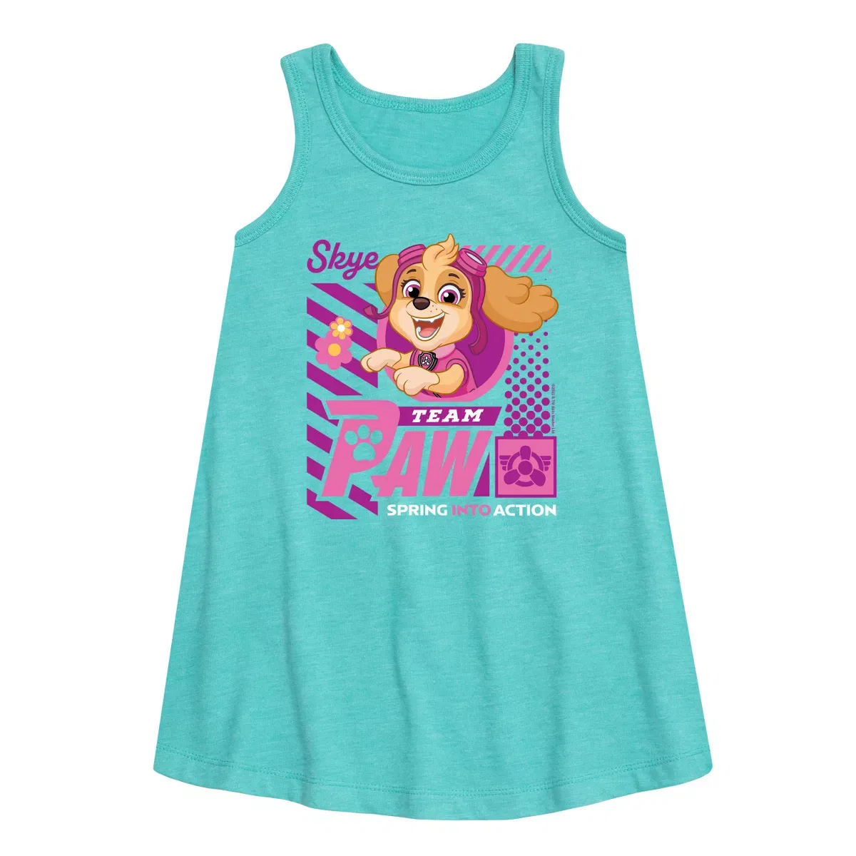 Детское платье для девочек без рукавов с принтом PAW Patrol Team Paw Skye, Turquoise