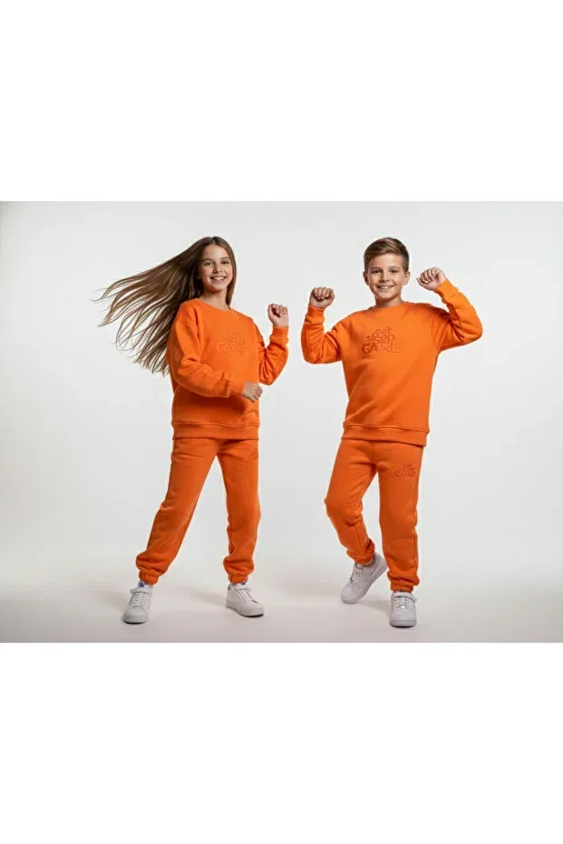 Детский спортивный костюм для мальчиков с принтом Merve Nur Tekstil, Orange — фото 3