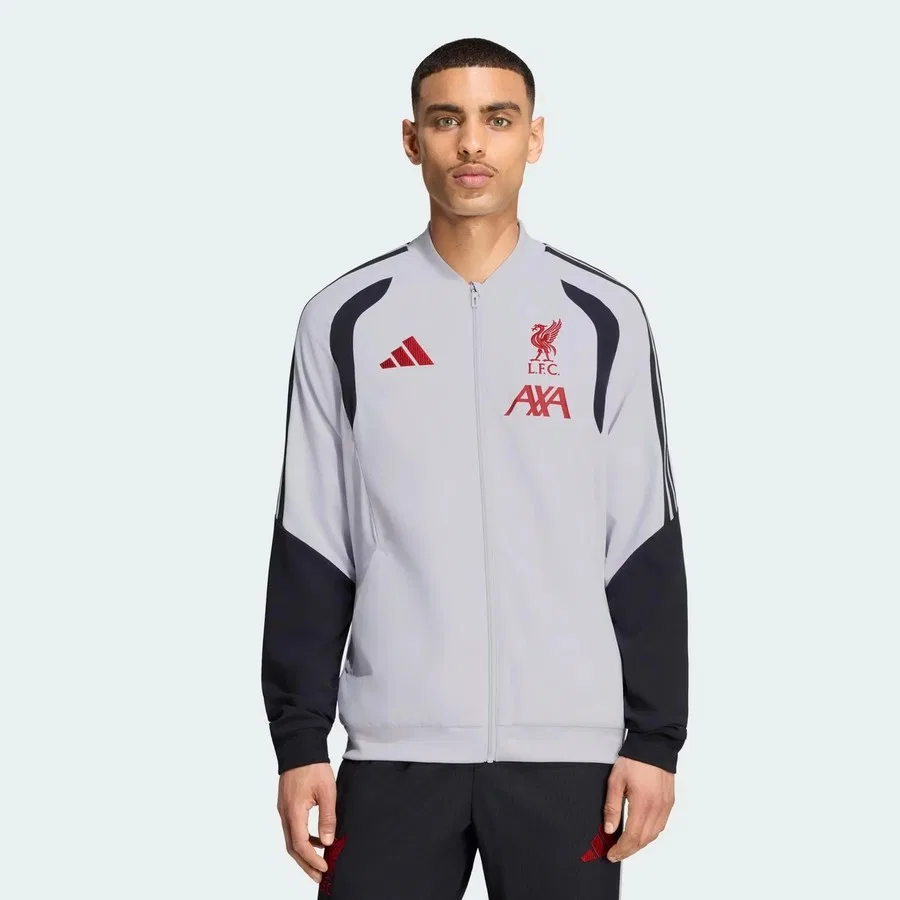 Свитшот мужской с молнией Liverpool FC Tiro Presentation adidas, Серый