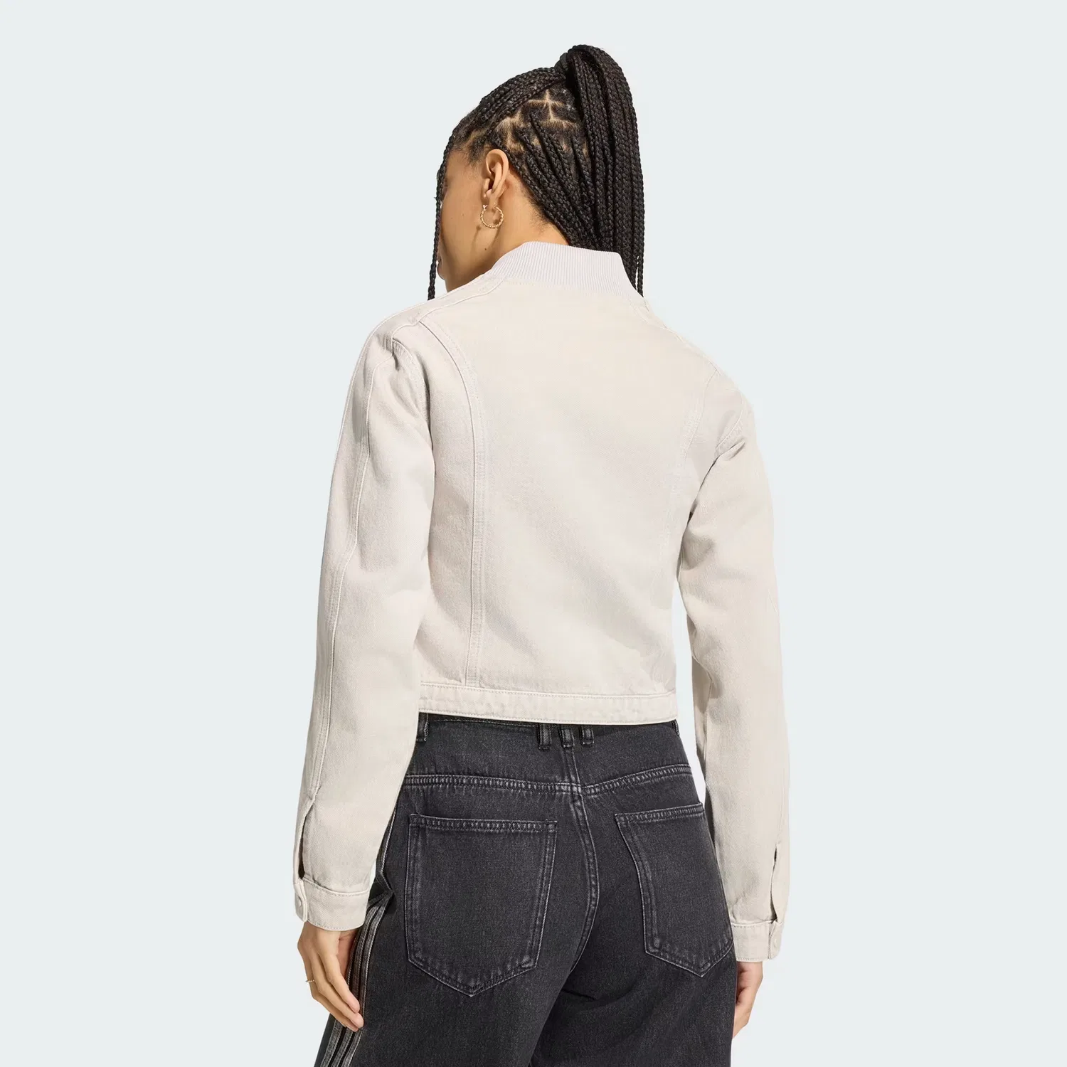Женская джинсовая куртка приталенного кроя SST 2.0 Denim Tracktop Adidas Originals, светло-серый деним — фото 2
